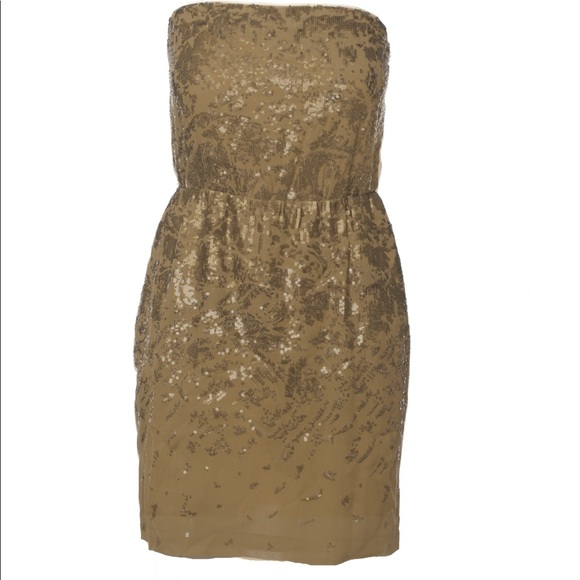 BCBG Maxazria Gold Sequin Strapless Dress NWT - Picture 3 of 7